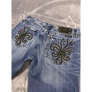 miss me jeans Size 29 JP514554 embellished, rhinestone gemstone, skinny Y2K Blue